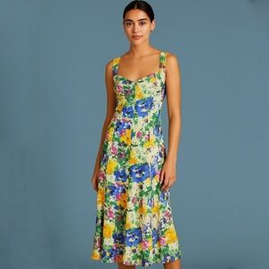 Limited Yellow Floral Maxi Dress Colorful Sleeveless Cottagecore Sundress Sz 6